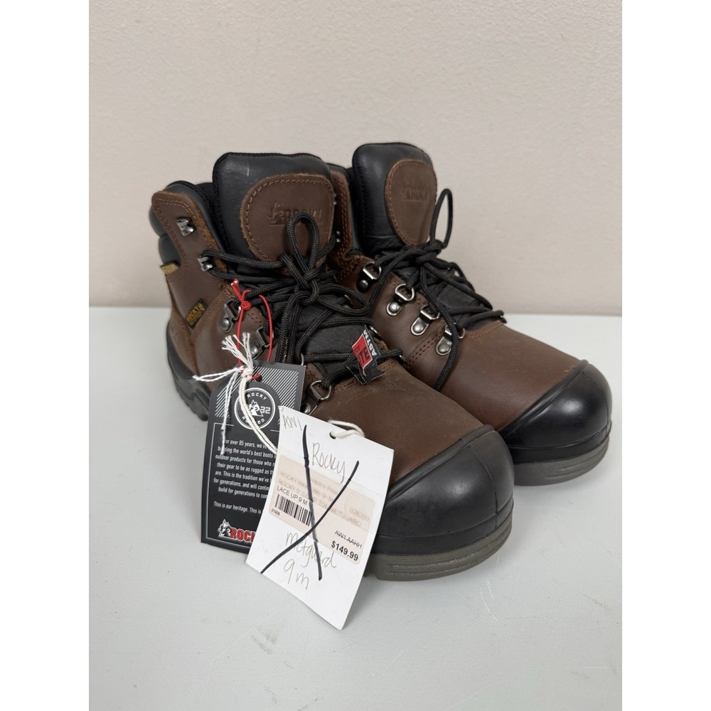 Rocky 5" Hiker Brown Leather Hard Toe Work Boots Mens 9 M Farm Trail Waterproof